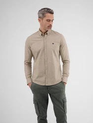 LERROS Oxfordhemd mit Stretchanteil und Button-down-Kragen Khaki/Beige/Braun