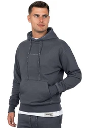 Reichstadt Kapuzenpullover Casual Basic Hoodie (23RS034) Anthrazit
