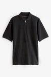 Next Poloshirt Strukturiertes Polo-Shirt Schwarz/Dunkelgrau/Grau