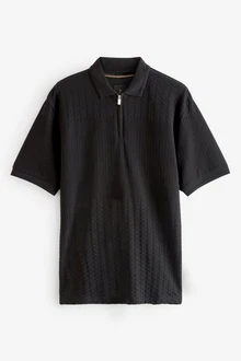 Next Poloshirt Strukturiertes Polo-Shirt Schwarz/Dunkelgrau/Grau Next Poloshirt Strukturiertes Polo-Shirt Schwarz/Dunkelgrau/Grau
