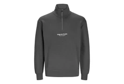 Jack & Jones Sweatshirt JORVesterbro Quarter Zip Dunkelgrau/Grau/Hellgrau