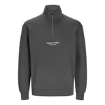 Jack & Jones Sweatshirt JORVesterbro Quarter Zip Dunkelgrau/Grau/Hellgrau