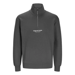 Jack & Jones Sweatshirt JORVesterbro Quarter Zip Dunkelgrau/Grau/Hellgrau