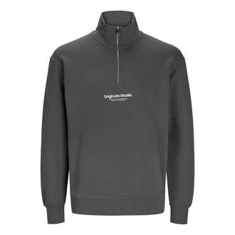 Jack & Jones Sweatshirt JORVesterbro Quarter Zip Dunkelgrau/Grau/Hellgrau