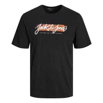 Jack & Jones T-Shirt JJTILEY Orange/Schwarz Jack & Jones T-Shirt JJTILEY Orange/Schwarz