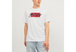 Jack & Jones T-Shirt JJTILEY Weiß/Hellblau/Schwarz/Rot