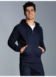 Trigema Sweatjacke mit Kapuze Dunkelblau/Blau/Hellblau