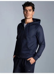 Trigema Sweatjacke mit Kapuze Dunkelblau/Blau/Hellblau