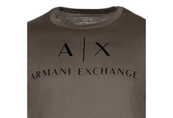 ARMANI EXCHANGE T-Shirt Herren Langarmshirt - Longsleeve Rundhals Logo Dunkelgrün/Khaki