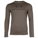 ARMANI EXCHANGE T-Shirt Herren Langarmshirt - Longsleeve Rundhals Logo Dunkelgrün/Khaki