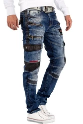 Cipo & Baxx Bikerjeans Herren Hose BA-CD561/BA-CD586 im Cargo Stil rot