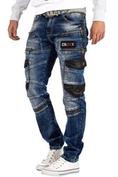 Cipo & Baxx Bikerjeans Herren Hose BA-CD561/BA-CD586 im Cargo Stil rot