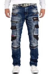 Cipo & Baxx Bikerjeans Herren Hose BA-CD561/BA-CD586 im Cargo Stil rot