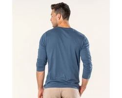 LIVING CRAFTS Langarmshirt FRANK GOTS zertifiziert Dunkelblau/Blau/Grau/Hellblau
