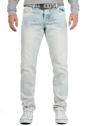 5-Pocket-Jeans Hose BA-CD319X Hellblau W32/L34 (1-tlg) mit dicker Ziernaht und Logo