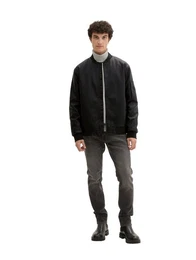 Bomberjacke Kunstleder mit Eingrifftaschen