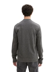 TOM TAILOR DENIM Strickjacke mit Reißverschluss Hellgrau/Grau/Dunkelgrau
