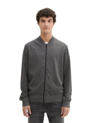 TOM TAILOR DENIM Strickjacke mit Reißverschluss Hellgrau/Grau/Dunkelgrau