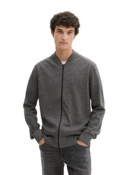 TOM TAILOR DENIM Strickjacke mit Reißverschluss Hellgrau/Grau/Dunkelgrau