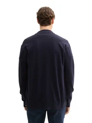 TOM TAILOR DENIM Strickjacke mit Reißverschluss Hellblau/Dunkelblau