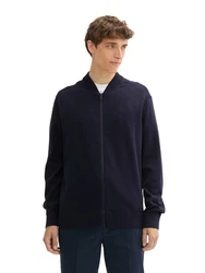 TOM TAILOR DENIM Strickjacke mit Reißverschluss Hellblau/Dunkelblau