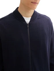 TOM TAILOR DENIM Strickjacke mit Reißverschluss Hellblau/Dunkelblau