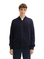 TOM TAILOR DENIM Strickjacke mit Reißverschluss Hellblau/Dunkelblau