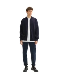 TOM TAILOR DENIM Strickjacke mit Reißverschluss Hellblau/Dunkelblau