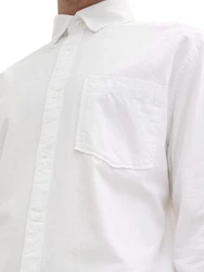 TOM TAILOR Langarmhemd T-Shirt Weiß/Grau/Creme