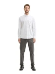 TOM TAILOR Langarmhemd T-Shirt Weiß/Grau/Creme