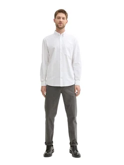 TOM TAILOR Langarmhemd T-Shirt Weiß/Grau/Creme