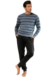 H.I.S Pyjama 2-tlg. Dunkelblau/Grau/Blau