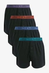 Next Loose-Fit Boxershorts aus Baumwolle (4-St) Dunkelblau/Schwarz/Orange