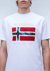 Napapijri T-Shirt DOREES Creme/Weiß/Dunkelblau/Rot