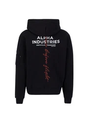 Alpha Industries Hoodie Signature BP Schwarz/Dunkelblau/Rosa