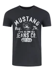 MUSTANG Herren T-Shirt Rundhals Kurzarm Logo Print Schwarz/Dunkelblau/Dunkelgrau/Beige