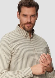 s.Oliver Langarmhemd Slim Fit Khaki/Beige