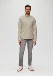 s.Oliver Langarmhemd Slim Fit Khaki/Beige