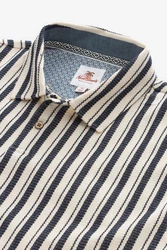 Next Poloshirt mit vertikalen Streifen Dunkelblau/Beige/Braun/Weiß