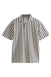 Next Poloshirt mit vertikalen Streifen Dunkelblau/Beige/Braun/Weiß