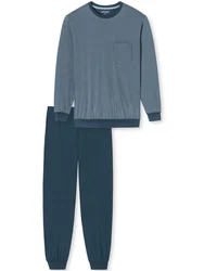 Schiesser Pyjama Comfort Essentials Türkis/Grün/Dunkelblau