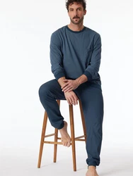 Schiesser Pyjama Comfort Essentials Türkis/Grün/Dunkelblau