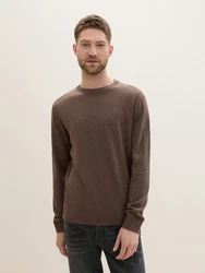 TOM TAILOR Strickpullover Basic Crewneck Knit Khaki/Braun/Dunkelrot/Dunkelbraun