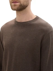 TOM TAILOR Strickpullover Basic Crewneck Knit Khaki/Braun/Dunkelrot/Dunkelbraun