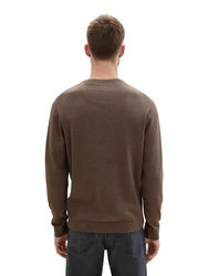 TOM TAILOR Strickpullover Basic Crewneck Knit Khaki/Braun/Dunkelrot/Dunkelbraun
