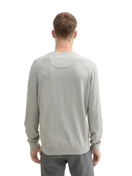 TOM TAILOR Strickpullover Basic Crewneck Knit Grau/Hellgrau