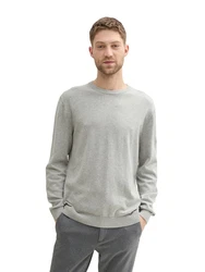 TOM TAILOR Strickpullover Basic Crewneck Knit Grau/Hellgrau