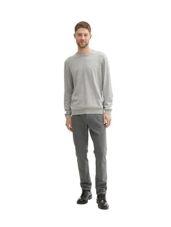 TOM TAILOR Strickpullover Basic Crewneck Knit Grau/Hellgrau