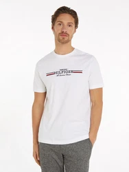 Tommy Hilfiger Rundhalsshirt HILFIGER CHEST STRIPE TEE Creme/Weiß