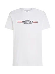 Tommy Hilfiger Rundhalsshirt HILFIGER CHEST STRIPE TEE Creme/Weiß
